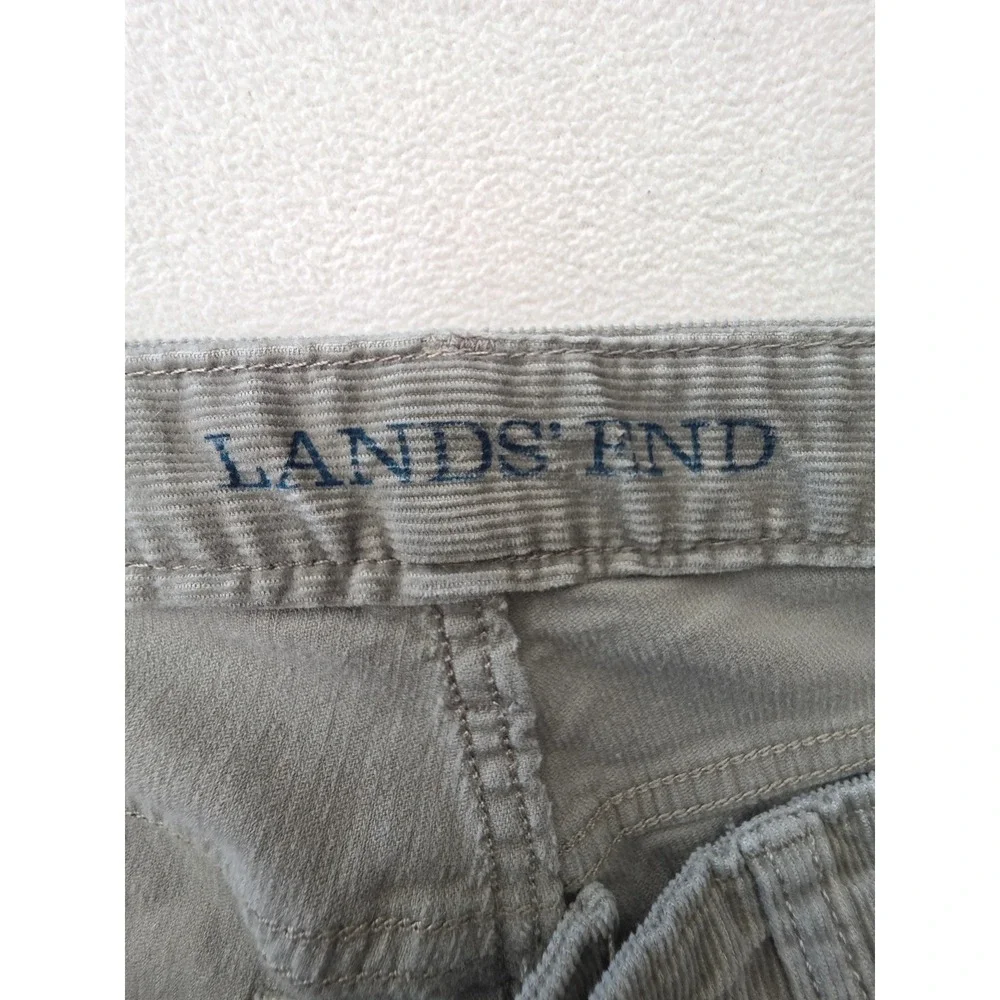 Lands End Womens Corduroy Pants Petite 10 Gray Straight Leg Stretch Casual